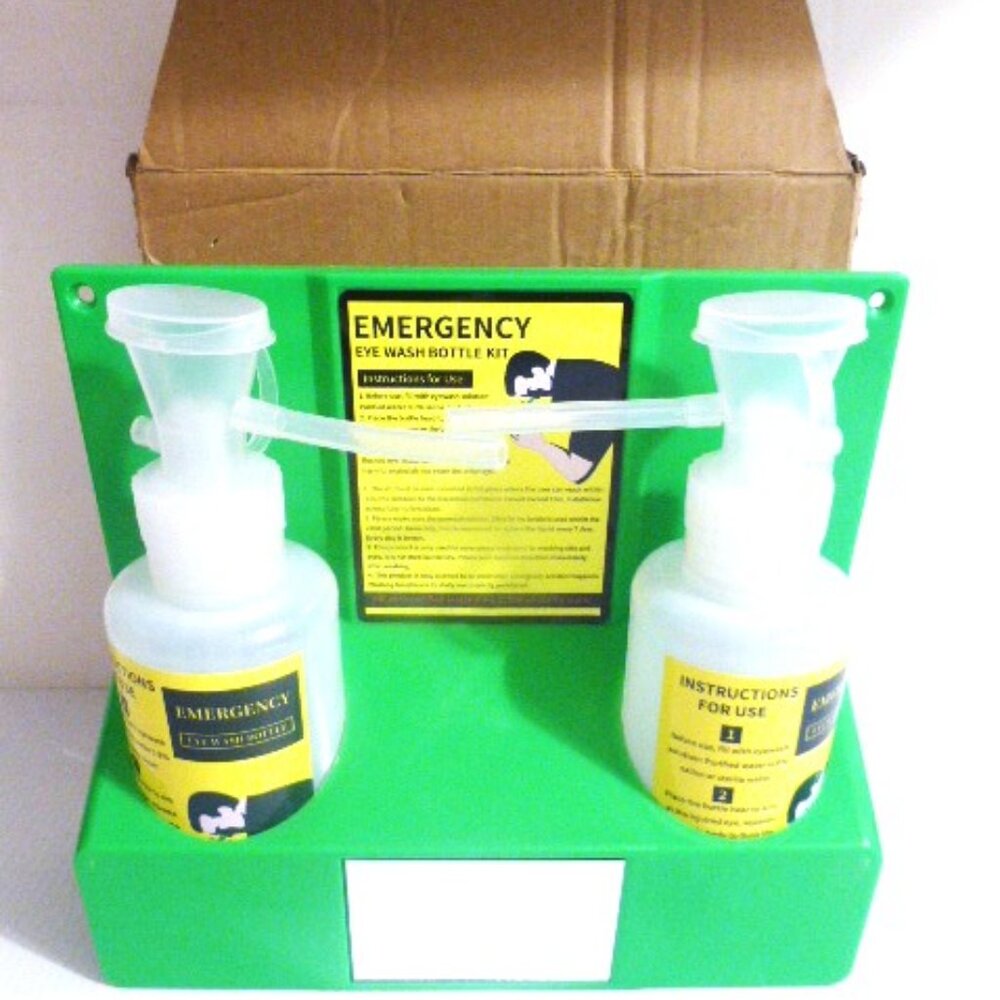 All In 1 DOUBLE EYEWASH STATION Emergency Eyewash Bottle Kit Health & Safety